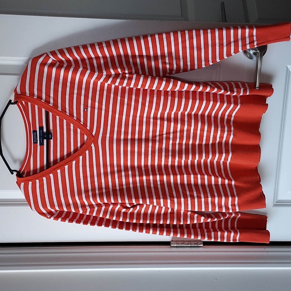 Tommy Hilfiger long sleeve sweater orange white xl